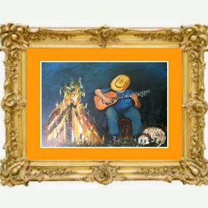 Campfire Song.  a cowboy, his guitar & dog…
